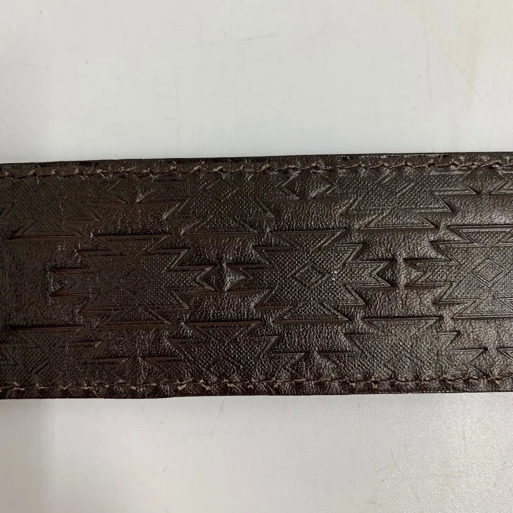 Red Dirt Hat Co Mens Brown Leather Southwestern Embossed Western‎ Belt 44.5 Inch